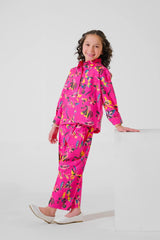 Dhaga Stitched 2 Piece Premium Cambric Kids Suit-Taffy