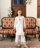 Kaanthaa Stitched 2 Piece Organza Jamawar Formals Kids Suit-Raj Hans Stitched (2-Piece)