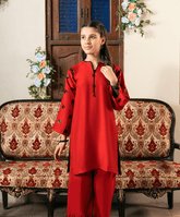 Kaanthaa Stitched 2 Piece Cotton Silk Formals Kids Suit-Surkhab Stitched (2-Piece)