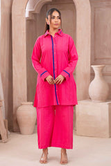 Ayla Studio Stitched SOLID ESSENTIAL CO-ORD - Pink Ocean