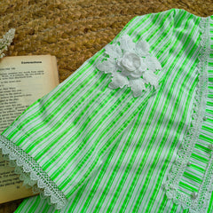 Hiba Fashion Fluorescent green striped Lawn Co-ord set (FSB-004)