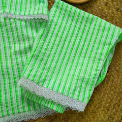 Hiba Fashion Fluorescent green striped Lawn Co-ord set (FSB-004)