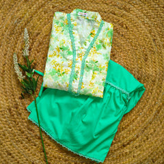 Hiba Fashion Green Chikankari Digital printed 2 PC Festive Dress (FSE-003)