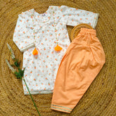 Hiba Fashion Orange floral embossed lawn 2 pcs festive dress-(FSE-004)