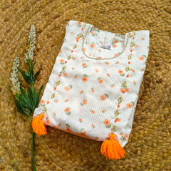 Hiba Fashion Orange floral embossed lawn 2 pcs festive dress-(FSE-004)