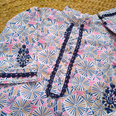 Hiba Fashion Pink and Blue Embroidered 2 pcs festive dress-(FSE-001)