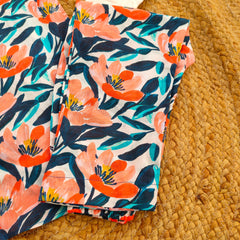 Hiba Fashion Blue and Orange printed Lawn Co-ord Set (BSCS-003)