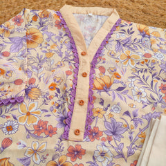 Hiba Fashion Off-white and purple 2 PC Lawn suit (BFT-009)