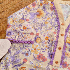 Hiba Fashion Off-white and purple 2 PC Lawn suit (BFT-009)