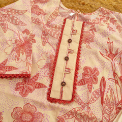 Hiba Fashion Beige and rust 2 PC Lawn suit (BFT-0010)