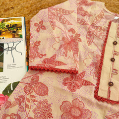 Hiba Fashion Beige and rust 2 PC Lawn suit (BFT-0010)