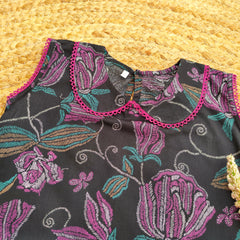 Hiba Fashion Black and purple 2 PC Lawn suit (BFT-0014)