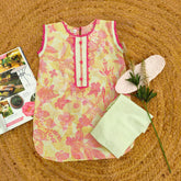 Hiba Fashion Pastel green and pink 2 PC Lawnsuit (BFT-006)