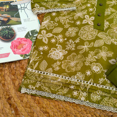 Hiba Fashion Olive green 2 PC Lawn suit (BFT-005)