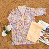 Hiba Fashion Off-white and purple 2 PC Lawn suit (BFT-009)