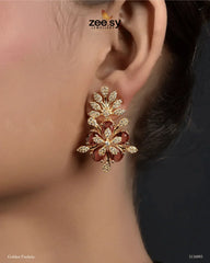 Flora Earrings Golden Fuchsia - Zeesy Jewellery