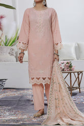 Aizal Stitched 3 Piece Embroidered Fancy Suit-AE-102-Peach