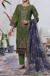 Aizal Stitched 3 Piece Embroidered Fancy Suit-AE-103-Green