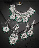 Panoramic Necklace Silver Green - Zeesy Jewellery