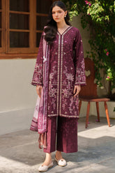 Meline By Farasha Unstitched 3 Piece Premium Viscose Suit-10-Mauve Cream