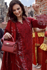 Gulmina Unstitched 3 Piece Luxury Lawn Vol-02 Suit-Crimson Charm