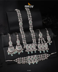 Anushka Bridal Set Silver Mint Green - Zeesy Jewellery