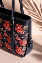 Fineur Canvas Strap Tote Bag Midnight Bloom
