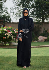 Hijabi.Pk Black Sleeves Embroidery Abaya | The Classic Edits