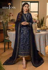 Asim Jofa Shadow Work '23 Ajsw-30 Embroidered Poly Viscose 3 Pcs