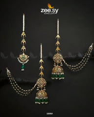Glamourous Jhumka Earrings Emerald Green - Zeesy Jewellery