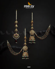 Glamourous Jhumka Earrings Red & Green - Zeesy Jewellery