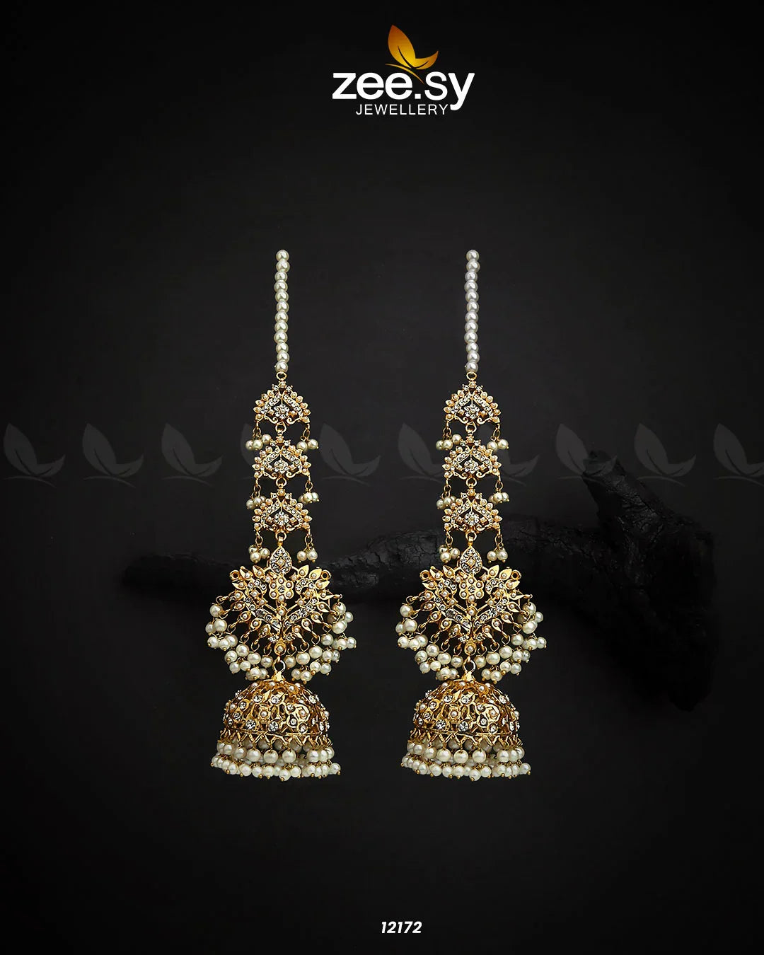 Adorable Jhumki Earrings White - Zeesy Jewellery