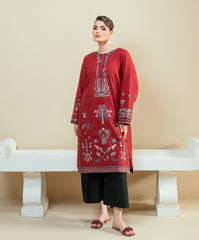 The Thread Line By Kaanthaa Stitched 2 Piece Summer Suit-KEP-04 RED-COTTON BROCHE STITCHED 2PC