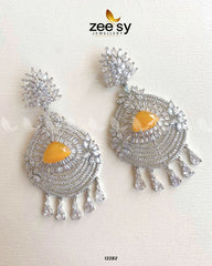 EARRINGS-0559 Silver Yellow - Zeesy Jewellery