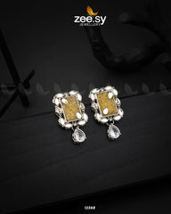 Agate Studs Earrings Yellow - Zeesy Jewellery