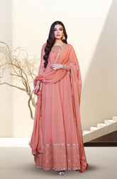 Kalidaar Frocks By Asma & Sidra Stitched Formals Suit-PEACH DECENCY