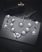 Astilbe Necklace Set Silver Blue - Zeesy Jewellery