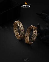 Hyderabadi kara Bangles Golden Red & Green - Zeesy Jewellery