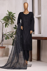 Khombi Stitched 3 Piece Luxury Cotton Collection'2025-134-IB-Ithan Black Arrow
