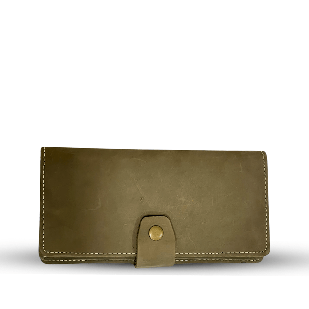Long Leather Wallet With Button - Bag X