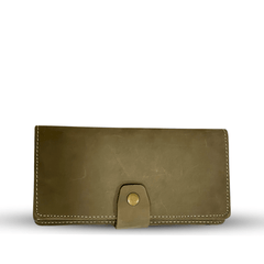 Long Leather Wallet With Button - Bag X