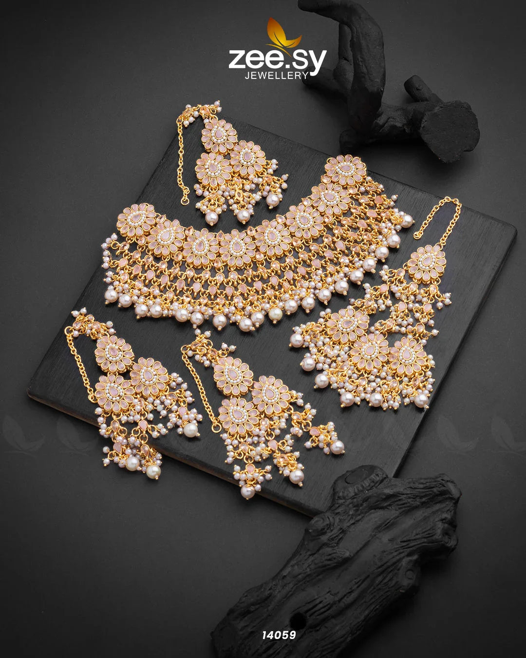 Arzoo Bridal Set Pink - Zeesy Jewellery