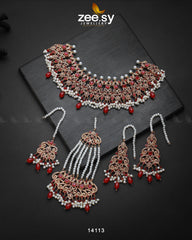 Mahira Bridal Set Red - Zeesy Jewellery