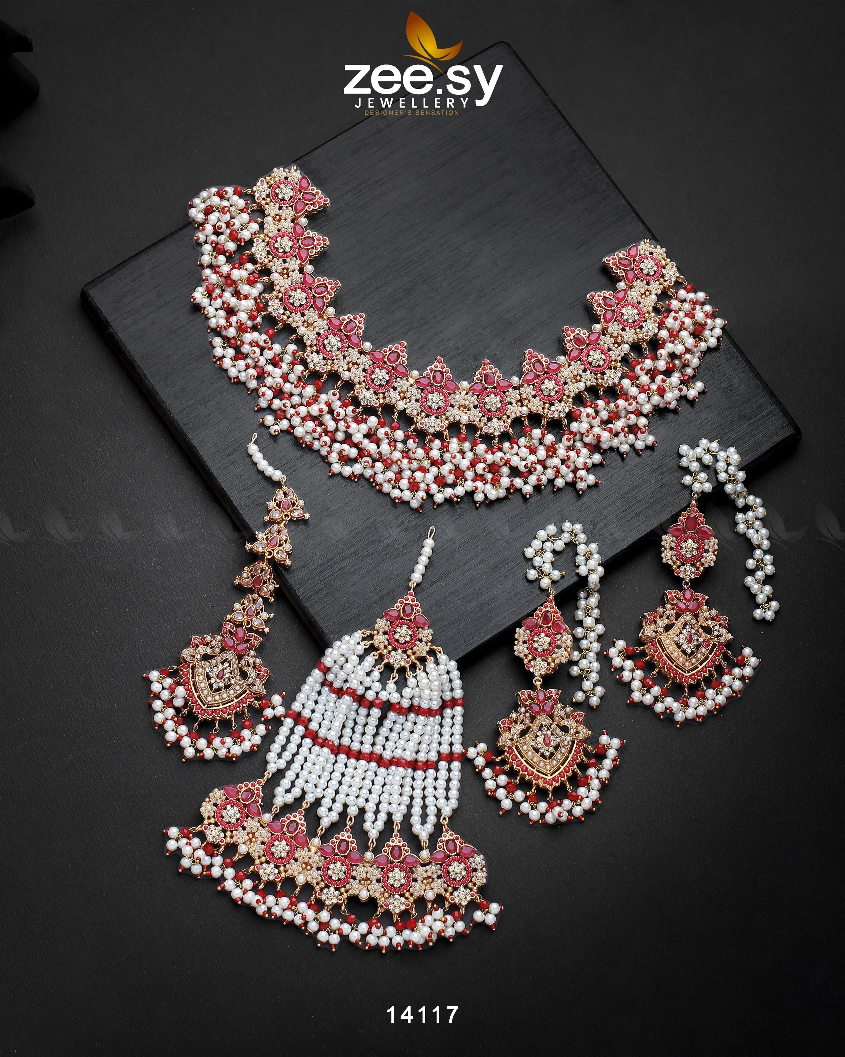 Aurum Bridal Set Red - Zeesy Jewellery