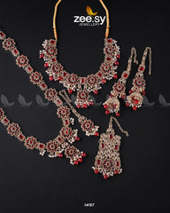 Armeria Bridal Set Golden Red - Zeesy Jewellery