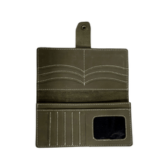 Long Leather Wallet With Button - Bag X
