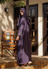 Hijabi.Pk Purple Dabka Sleeves Abaya | Serene Threads