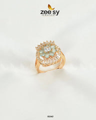 Shein Flower Ring Mint Green - Zeesy Jewellery