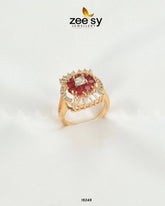 Shein Flower Ring Red - Zeesy Jewellery