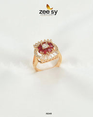 Shein Flower Ring Red - Zeesy Jewellery